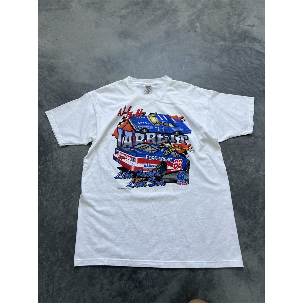Vintage‎ 90s Ned Jarrett Dale Jarrett Like Father Like Son T-Shirt USA XL White